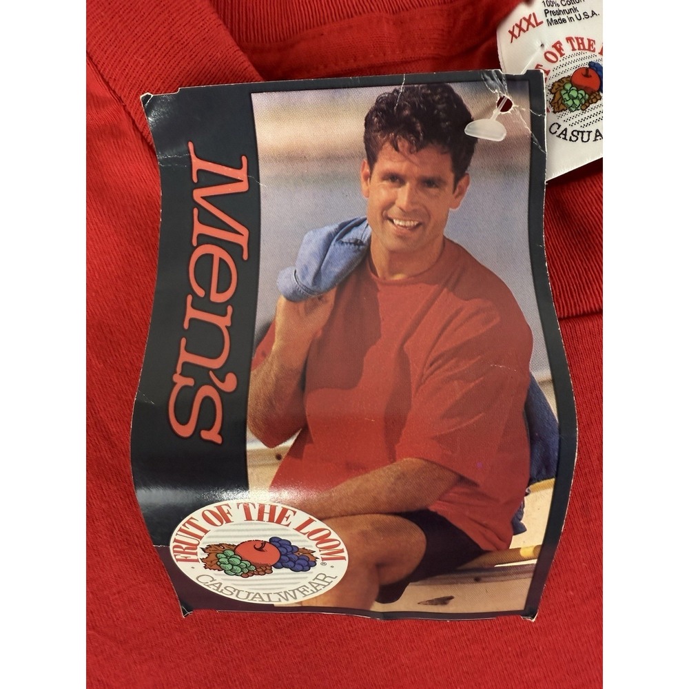 VTG Fruit of the Loom Single Stitch Blank Red Shirt XXXL Cotton NOS NWT 1993